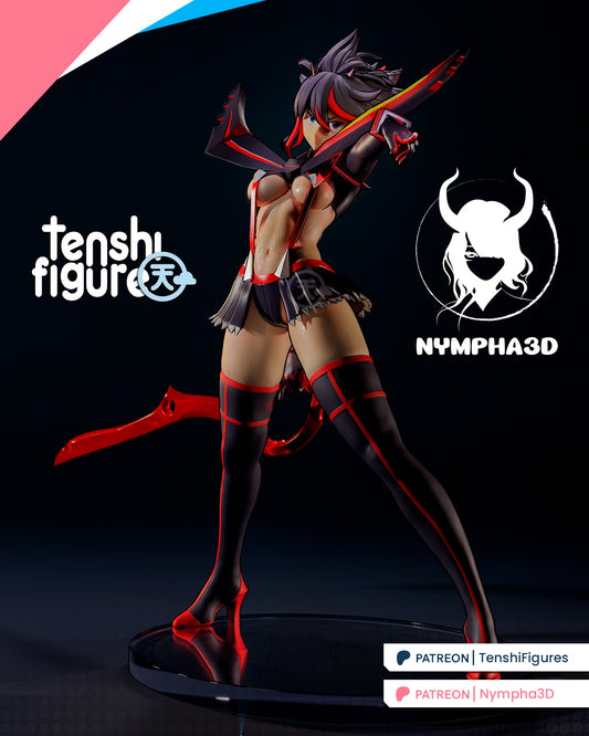 Ryuko Matoi Kill La Kill painted figurine in action stance with detailed base
