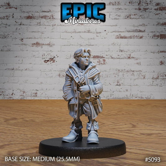 Young Halfling Cabin Boy miniature standing confidently, holding a rope, wearing pirate attire suitable for any fantasy TTRPG adventure.