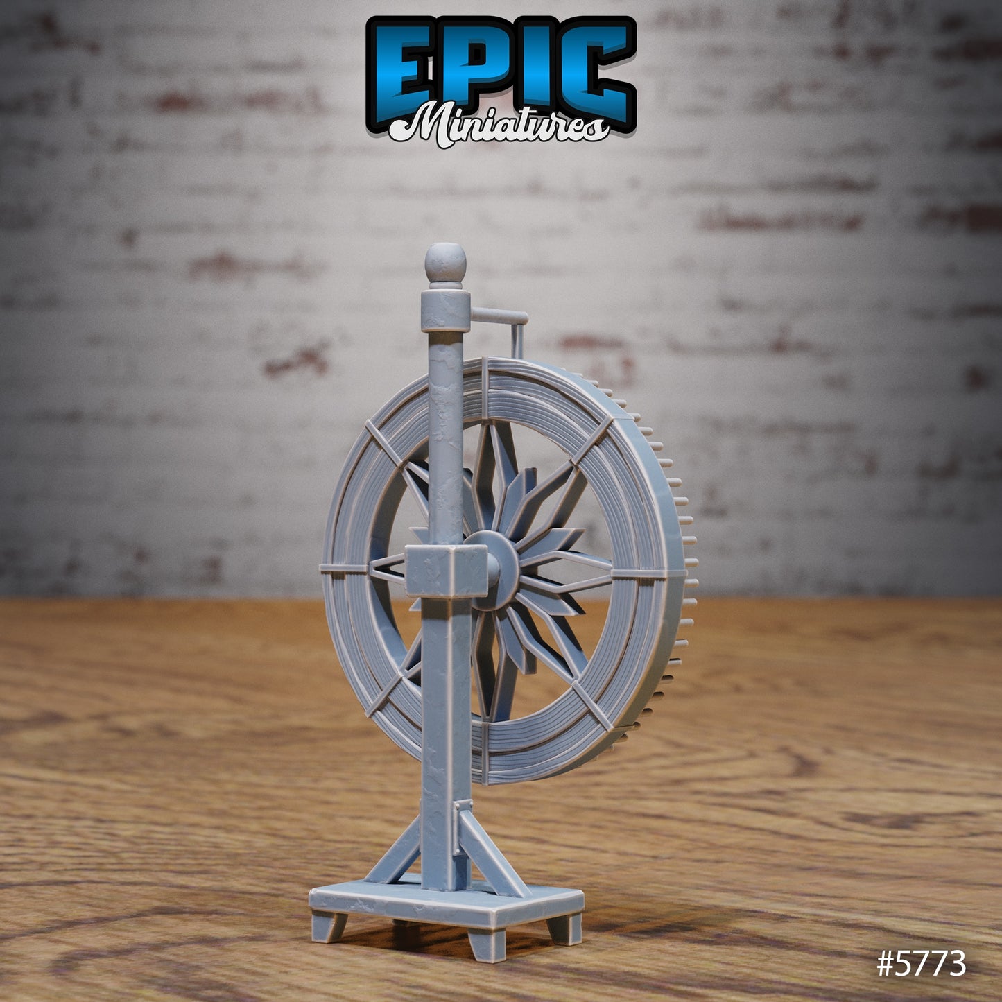 Wheel of Fortune miniature viewed from the back, showing its structural supports and rotating frame design.