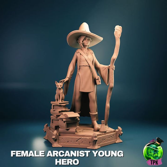 Young Arcanist Girl with Cat - Bust & Full Miniature