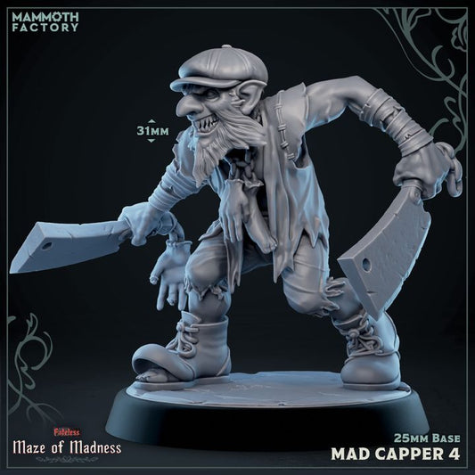 Mad Capper 4 miniature in a battle-ready pose, dual-wielding cleavers, snarling with ragged clothes and brutal energy.