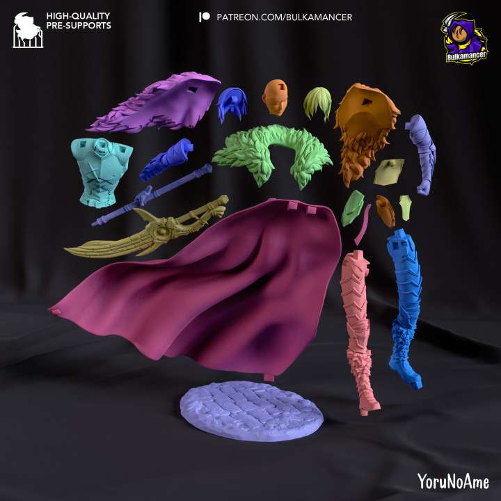 "Exploded view of Dmitri figurine showcasing individual components and intricate design.