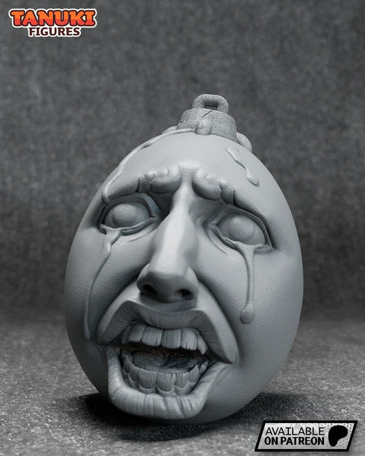 Behelit Berserk unpainted gray resin print-test showing detailed sculpted anguished face