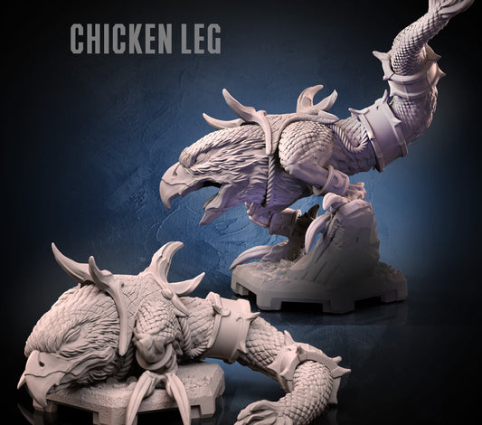 Goldenbeaks griffon miniature shown in unpainted form, posed with its clawed limbs and coiled body raised on a hex base.