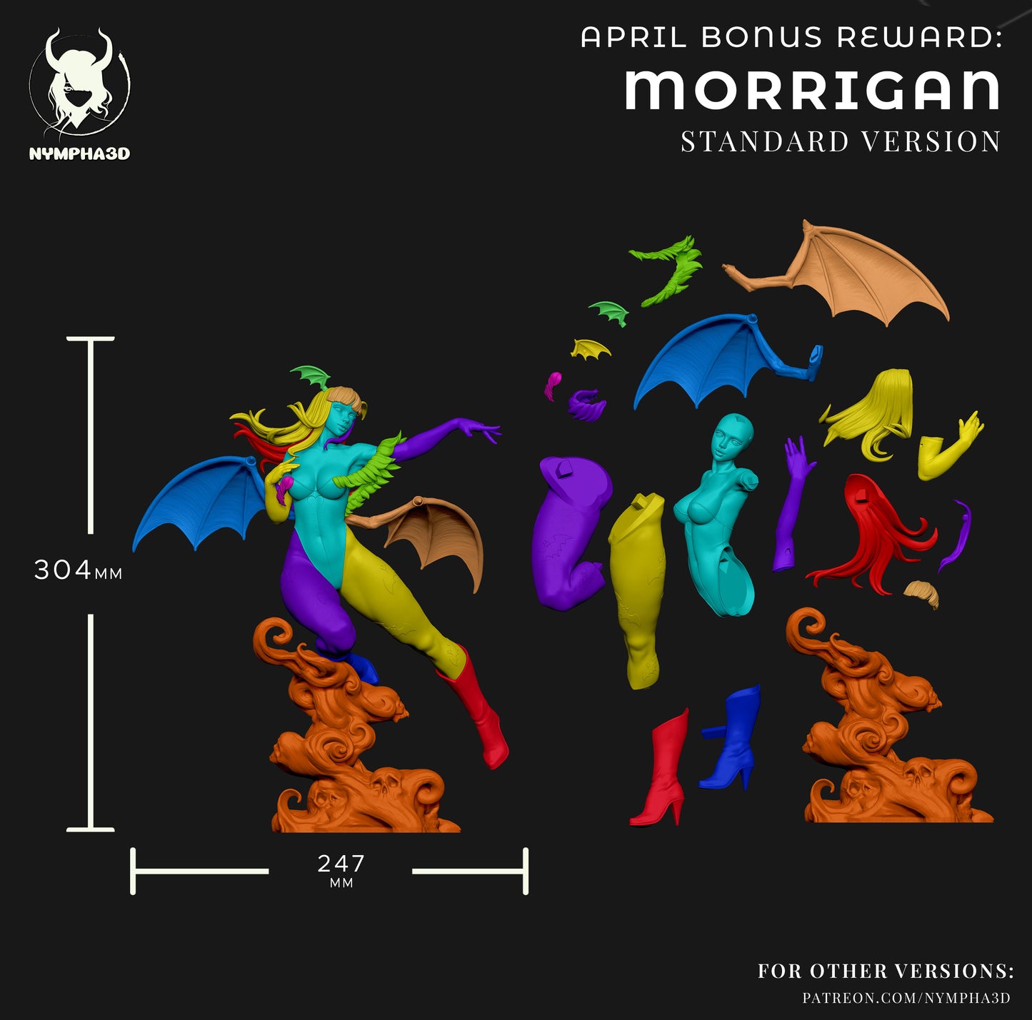 Morrigan Aensland parts layout separated components wings body base display