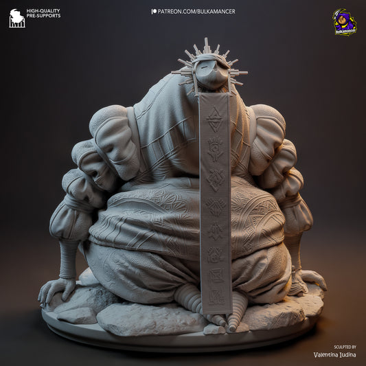 Esquie Expedition 33 collectible figure full view, holding sword and dagger, wearing detailed armor and cape, standing on scenic base.