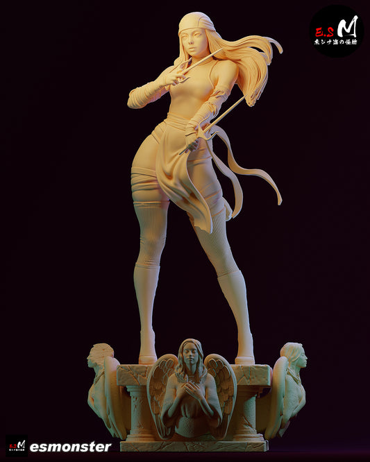 Elektra Marvel Comics 1:6 scale collectible figure front view with twin sai