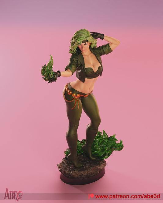 Fire DC Comics 1:4 scale figure in green outfit with flame effects on base.