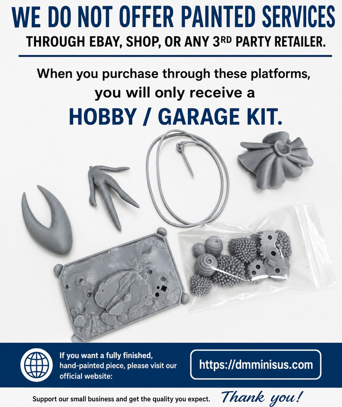 Unassembled parts on a white background with text indicating it's not the actual product.