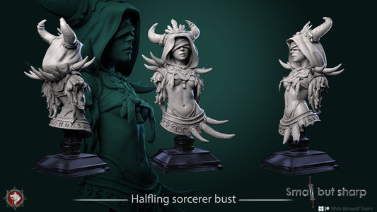 Halfling Sorcerer – Halfling Female Magic User Miniature & Bust