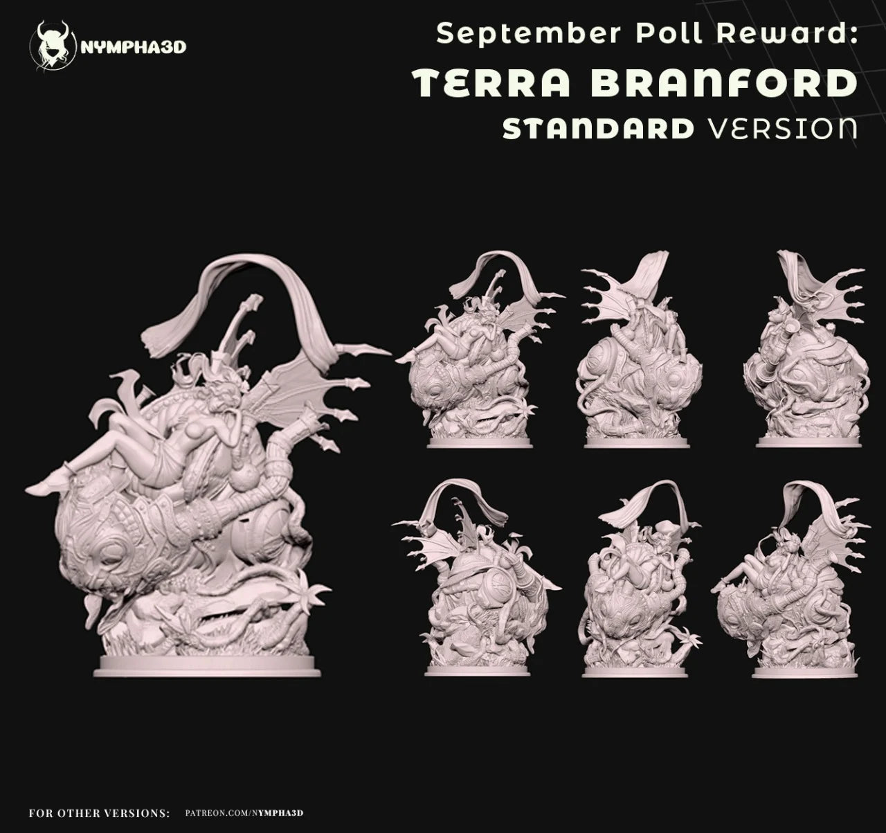 Terra Branford Final Fantasy VI collectible statue multi-angle render – detailed Magitek Armor sculpt by Nympha3D