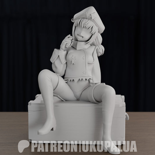 Leopard Mahou Shoujo ni Akogarete 1:7 scale unpainted resin model back view with hat and cape