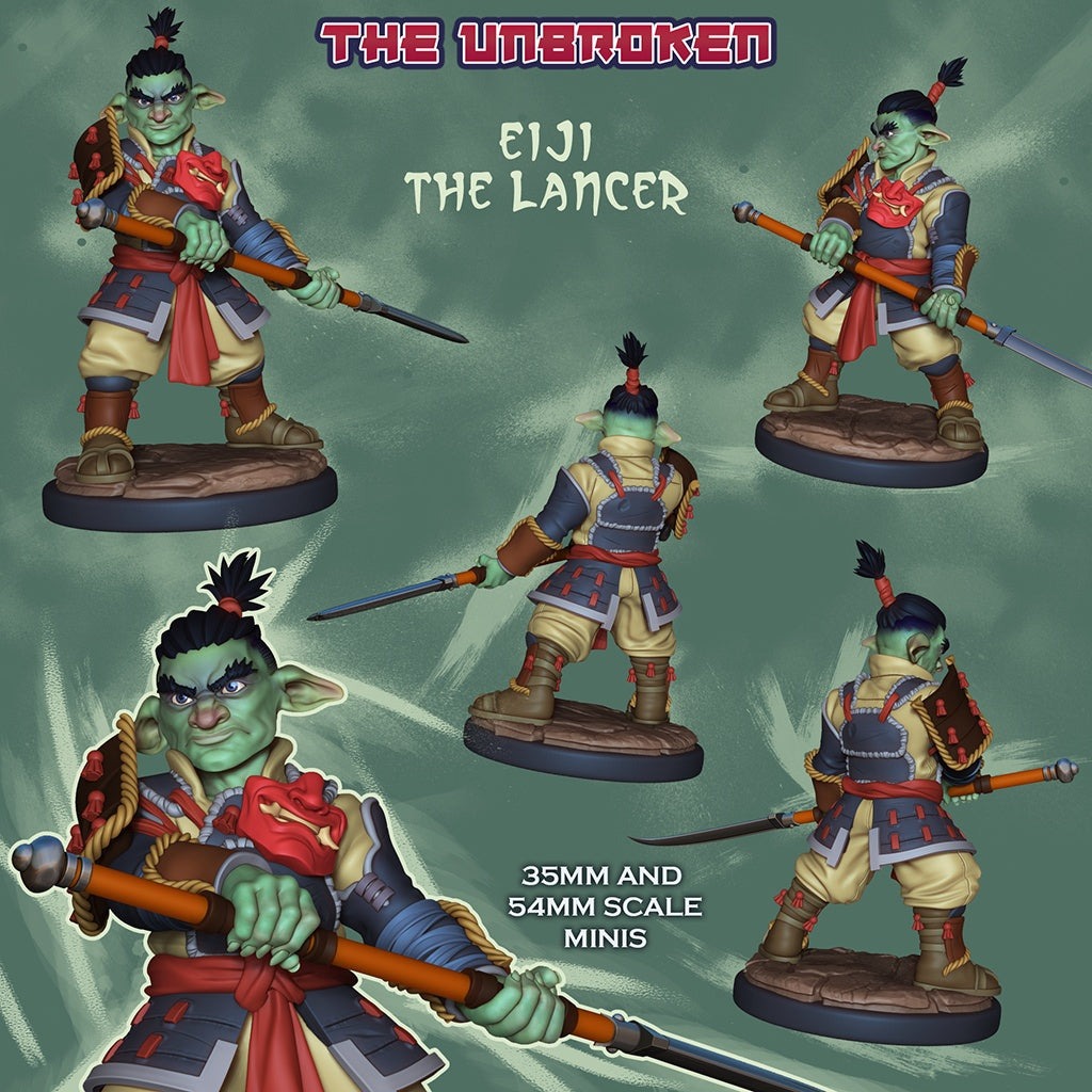 Eiji the Lancer – Goblin Fighter – Resin Tabletop Miniature