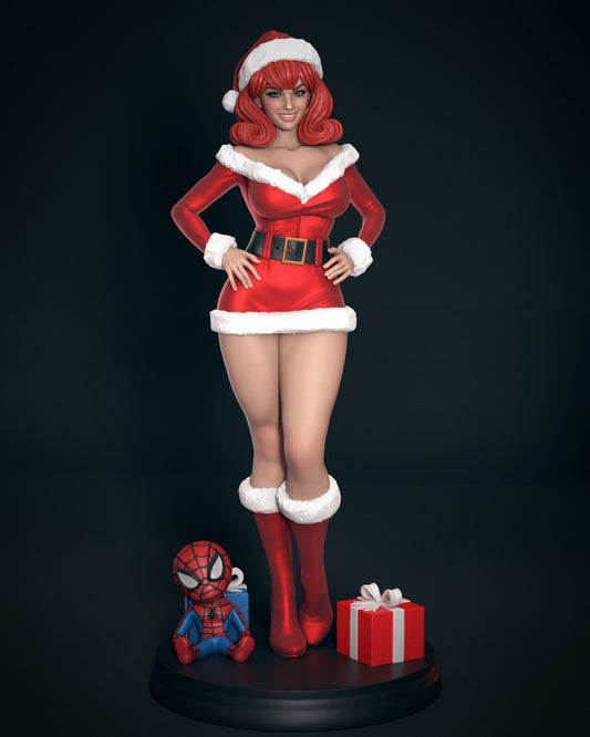 Mary Jane Watson Mrs Claus statue full body Christmas outfit high heels display base