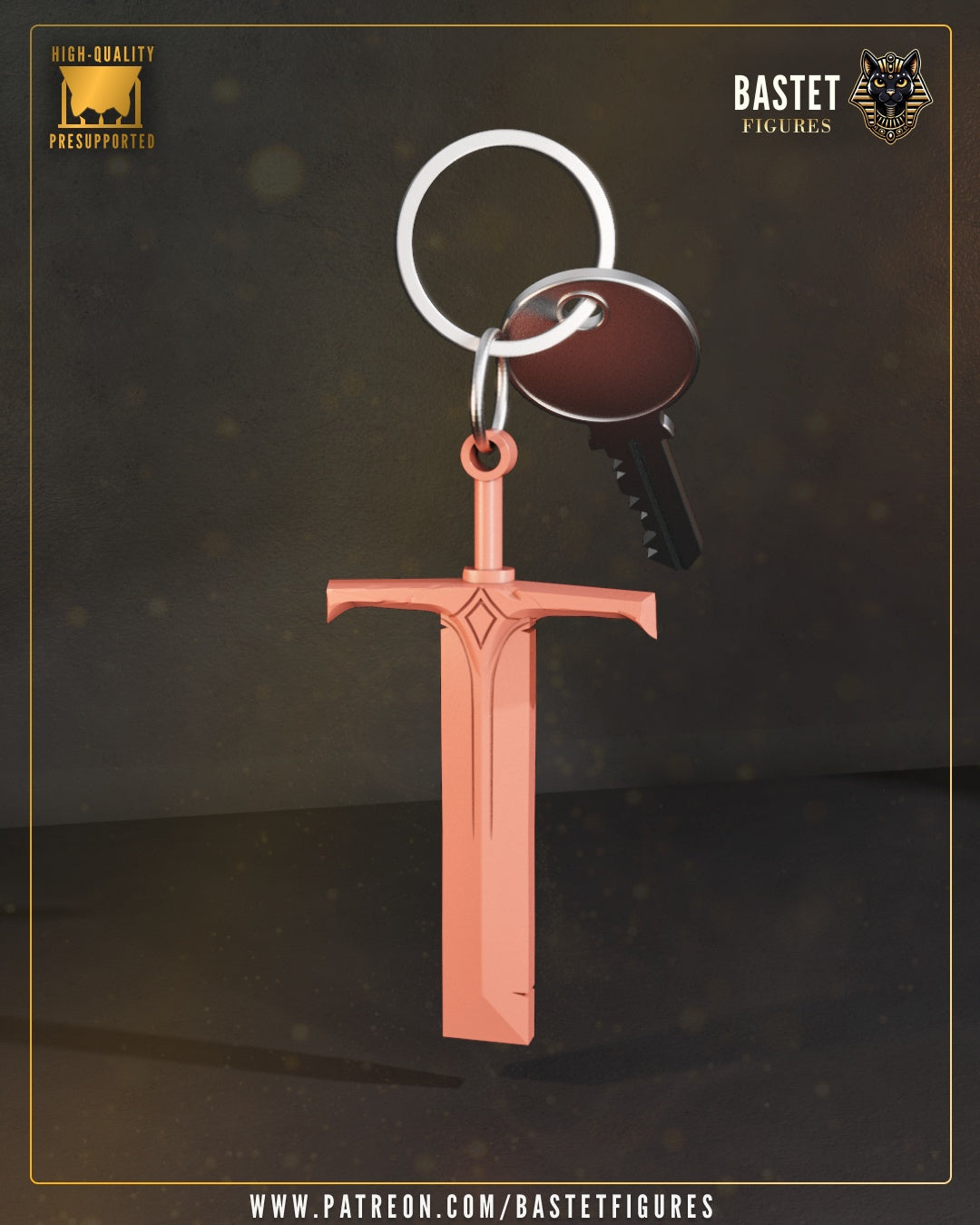 Assassin Nun sword keychain inspired by Hitman featuring stylized blade design attached to metal keyring