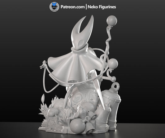 Hornet Hollow Knight Silksong 1:7 scale collectible front grey render with base and thread weapon