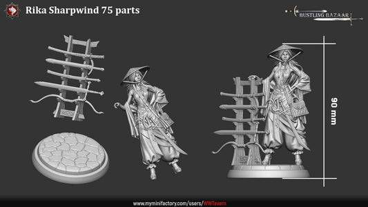 Rika Sharpwind weapons merchant miniature parts including sword rack base and accessories