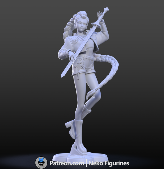 Rumi K-Pop Demon Hunters unpainted 1:7 scale collectible figure front view with sword