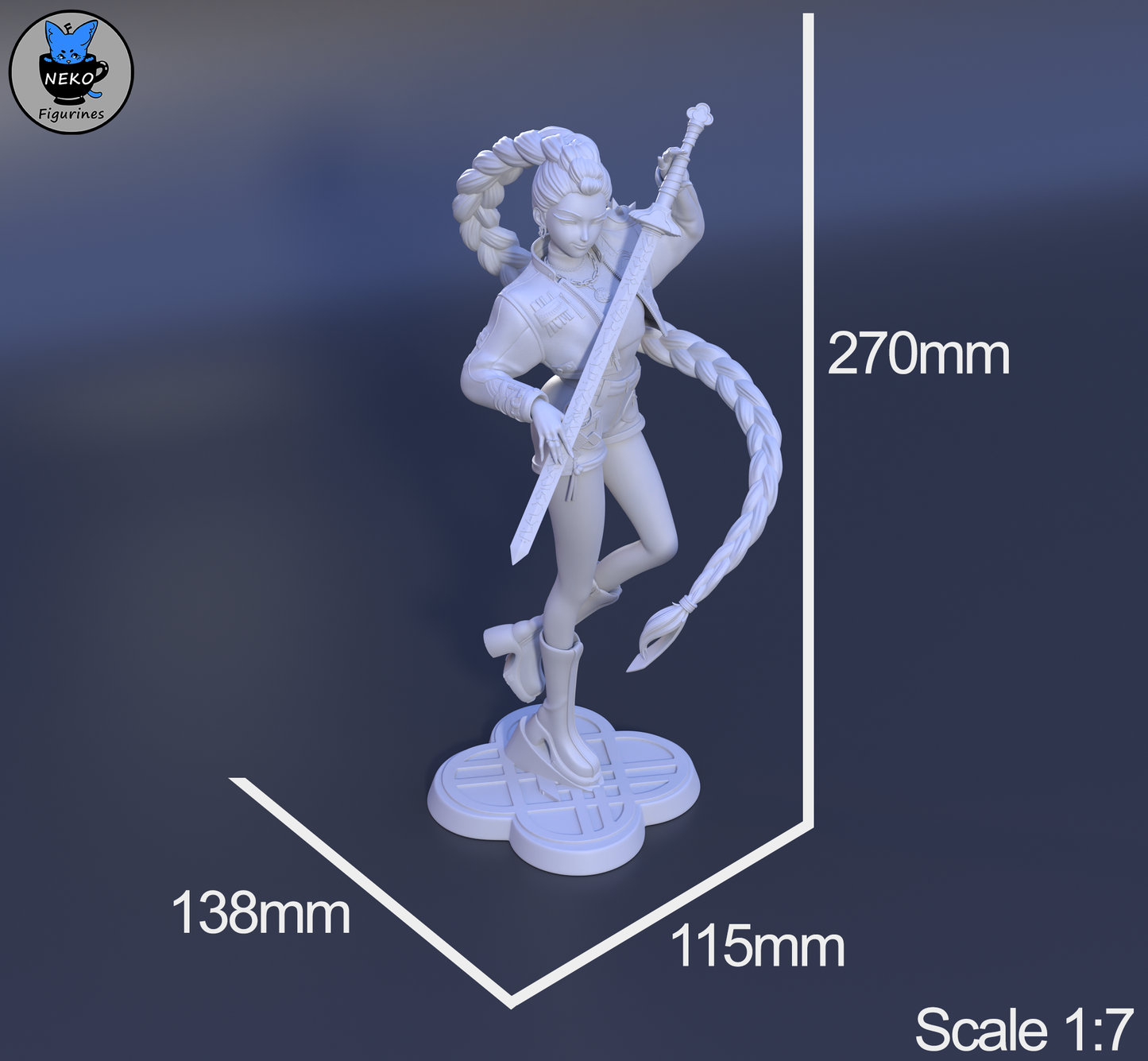 Rumi K-Pop Demon Hunters 1:7 scale figure measurements 270mm tall with base