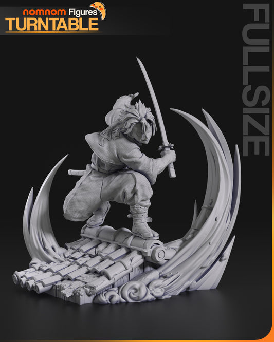 Sanemi Demon Slayer 1:10 scale statue with rooftop style sculpted base and sword slashes