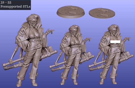 O-Rin Kishi Cyberpunk Yakuza boss in multiple scales and styles (55mm), inspired by O-Ren Ishii from Kill Bill, holding oversized swords, dressed in a detailed coat with a confident stance, ideal for Cyberpunk TTRPG settings.