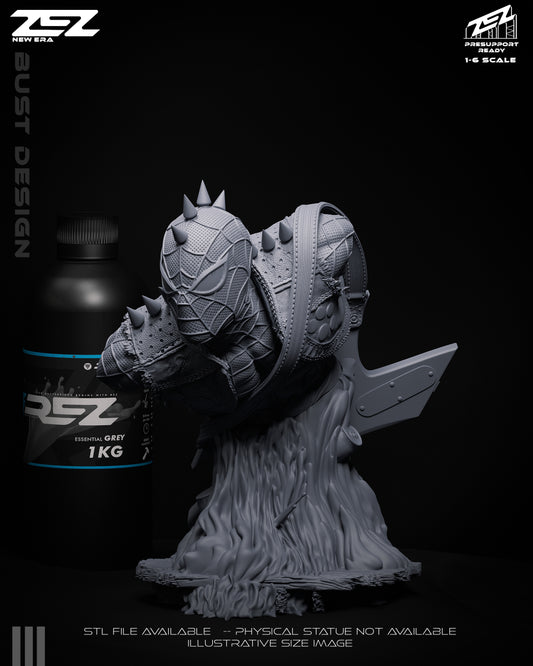 Spider-Punk bust Marvel Comics collectible featuring spiked mask, web-pattern texture, punk shoulder details, and aggressive forward-leaning pose