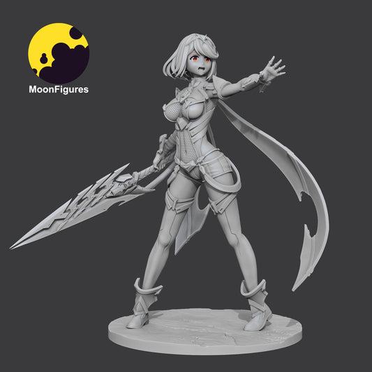 Pyra Xenoblade Chronicles 1:10 scale collectible figure grayscale front render holding sword