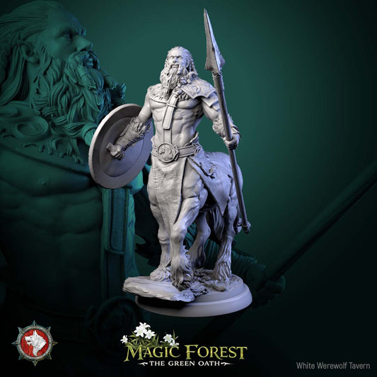 Centaur Warrior V6 ready stance with spear and shield human centaur fighter miniature