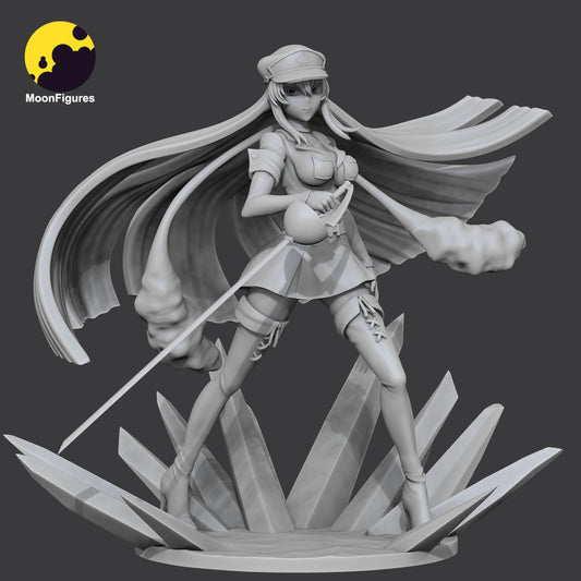 anime ice warrior grey model sculpt crystal base flowing hair detailed resin figure