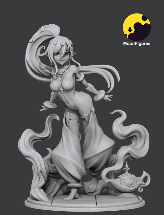 anime genie grey model sculpt smoke swirl effects lamp base detailed resin figure
