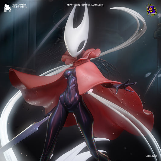 Hornyt Hollow Knight Silksong collectible – 1:8 scale figure posed with needle weapon, wearing red cape and bodysuit.