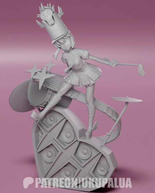 anime grey model sculpt drum base musical elements resin figure