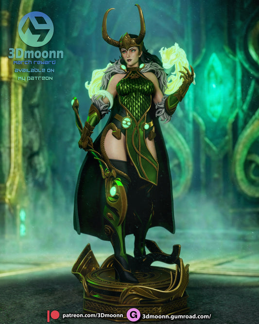 Lady Loki Marvel Comics 1-6 scale figure front view with magical effects and Asgardian armor