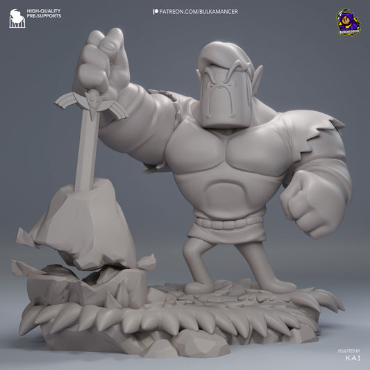 Lunk from Tears of the Kingdom parody 1-8 scale figure unpainted clay render front view