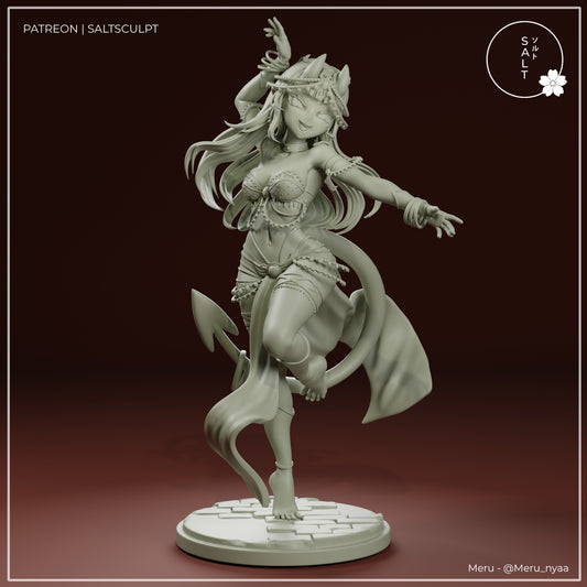 Meru succubus anime figure SFW pose dancing tail horns resin statue front view