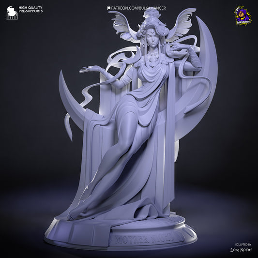 Nyx Hades figure front view seated on crescent throne flowing robes celestial ornaments primordial night deity 1:8 scale display figure