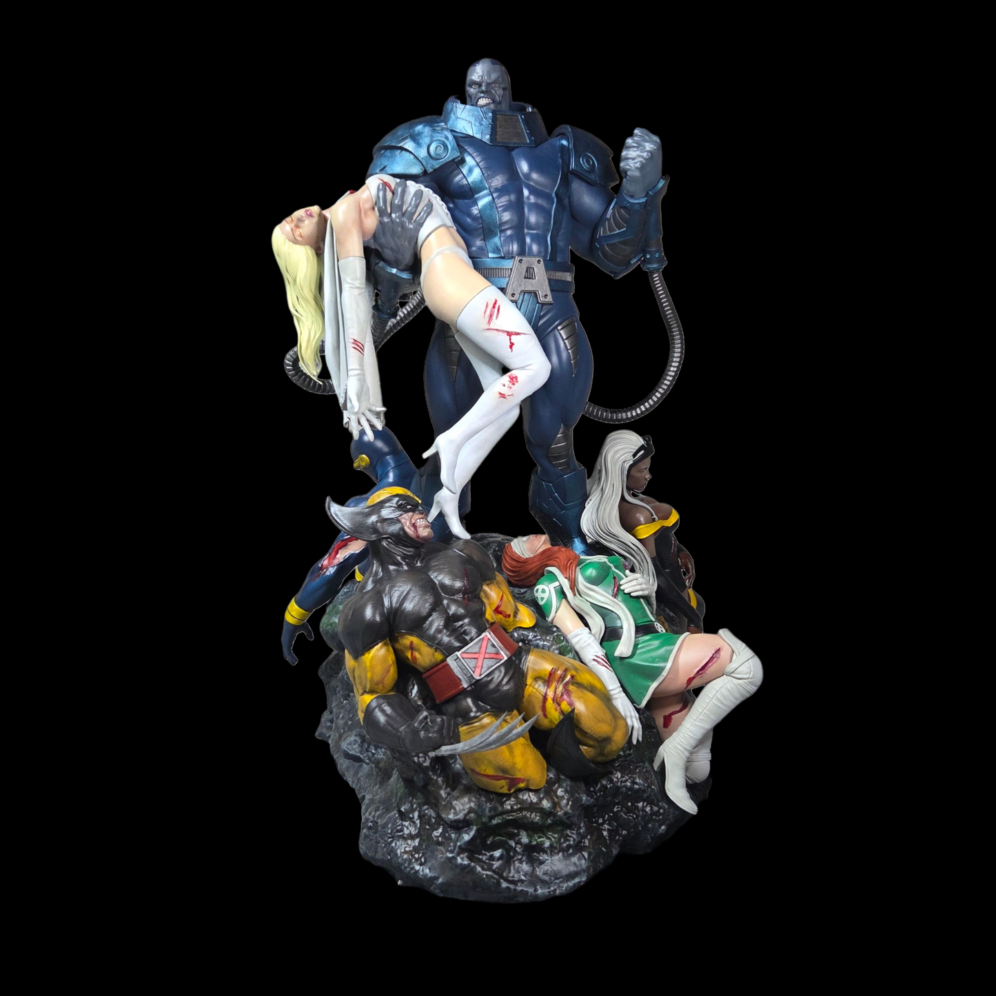Painted Apocalypse Diorama depicting Marvel’s Apocalypse towering over fallen Wolverine, Rogue, Jean Grey, and Emma Frost – 1:6 scale collectible statue.