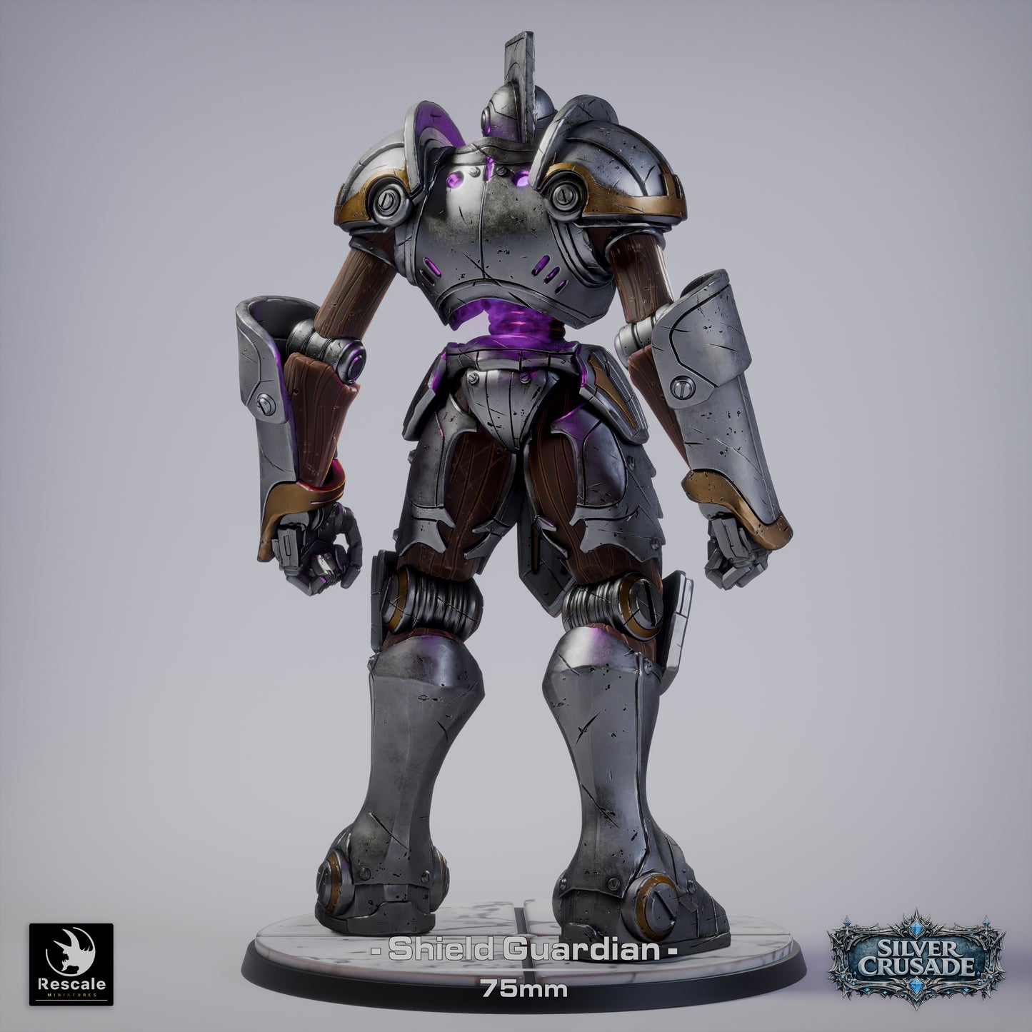 shield guardian miniature large construct dnd resin tabletop model armored magical automaton back view mechanical plating