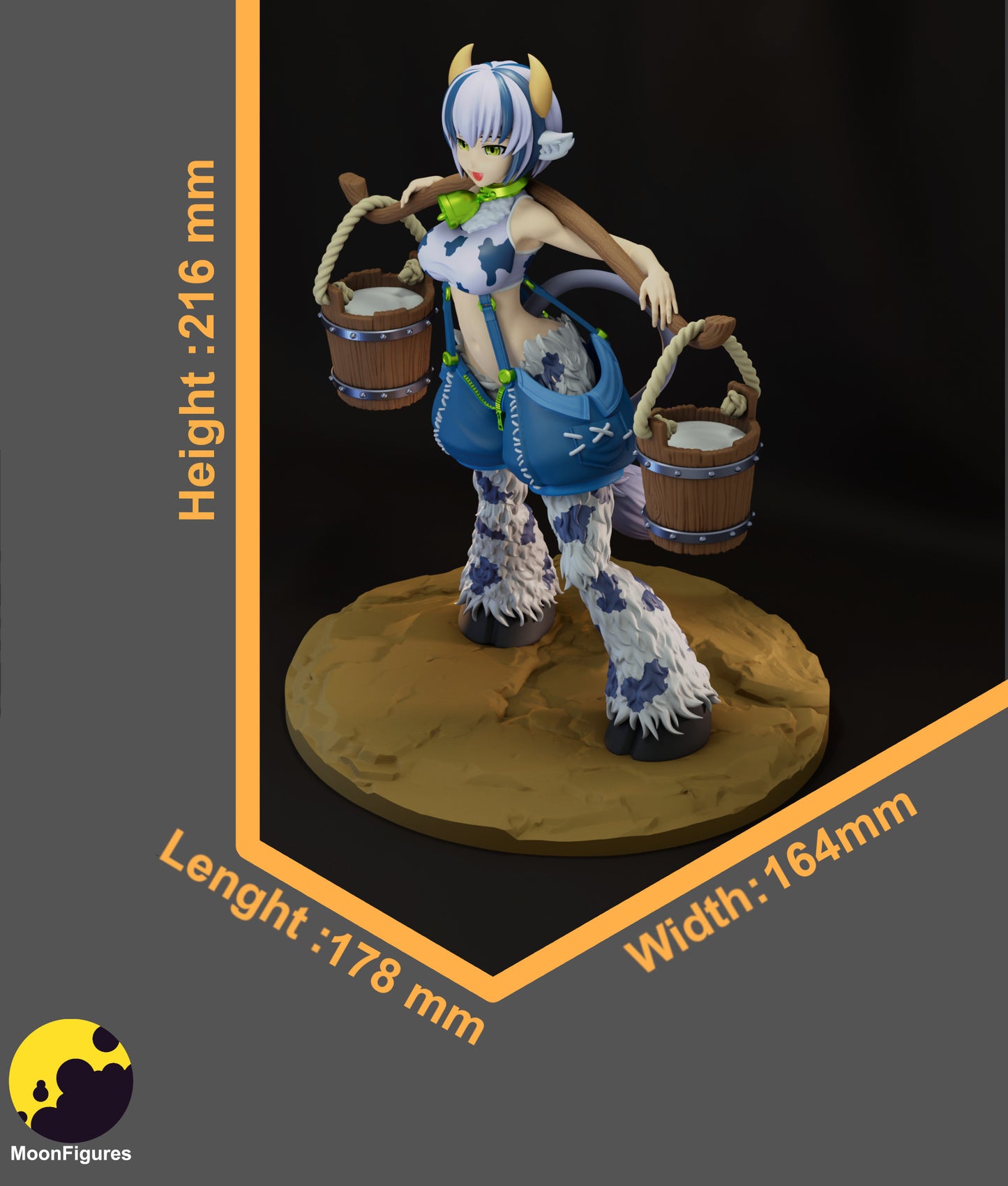 Holstaur New Horizon 1:10 scale collectible figure colored render with size dimensions