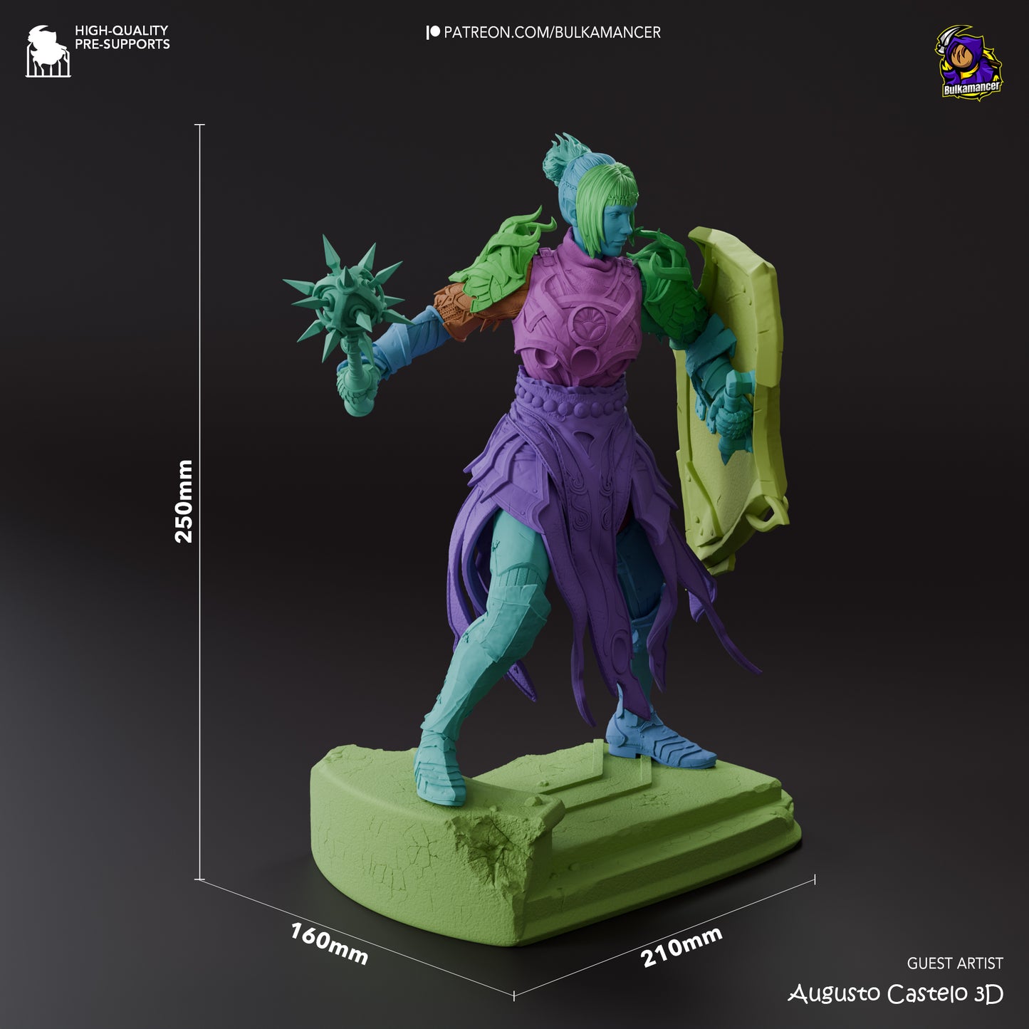 Shadowheart’s model with precise dimensions, displaying the scale and structure of the collectible figure.