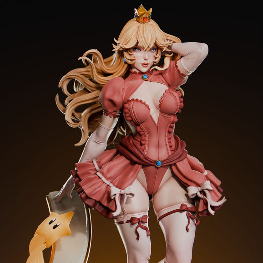 Princess Peach Super Mario 1:6 scale figure front view royal pose crown flowing hair video game collectible