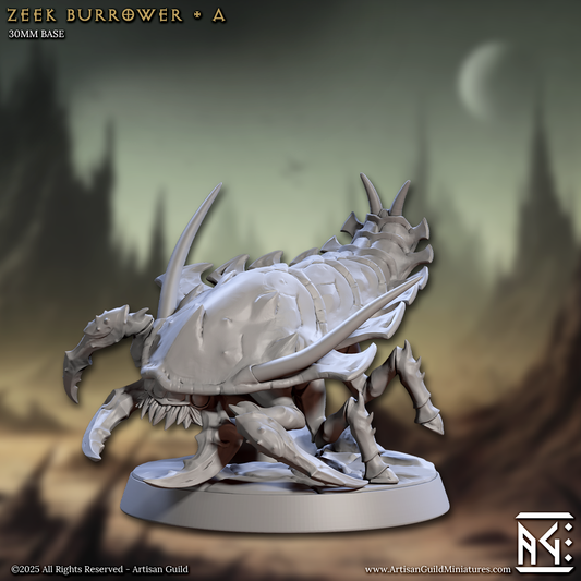 Zeek Burrower A miniature featuring an insectoid alien creature with a segmented carapace and sharp mandibles – Artisan Guild sci-fi and fantasy monster figure.