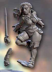30mm decorative base for Janessa Galeheart miniature featuring a wooden plank texture, ideal for nautical or pirate-themed settings.