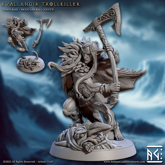 Kvallandir Trollkiller Elf Barbarian Miniature