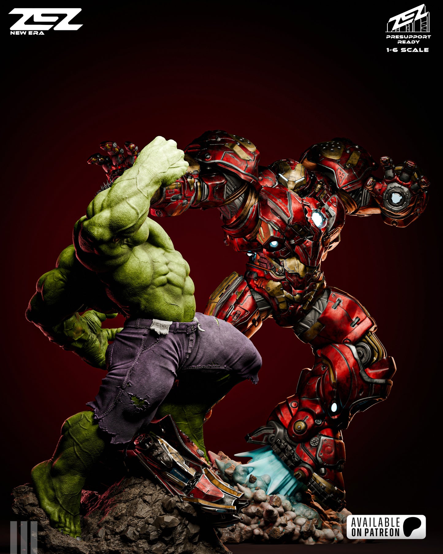 Zez Studio's Hulk X Hulkbuster Diorama - Marvel Comics - 1:6 Scale Figures