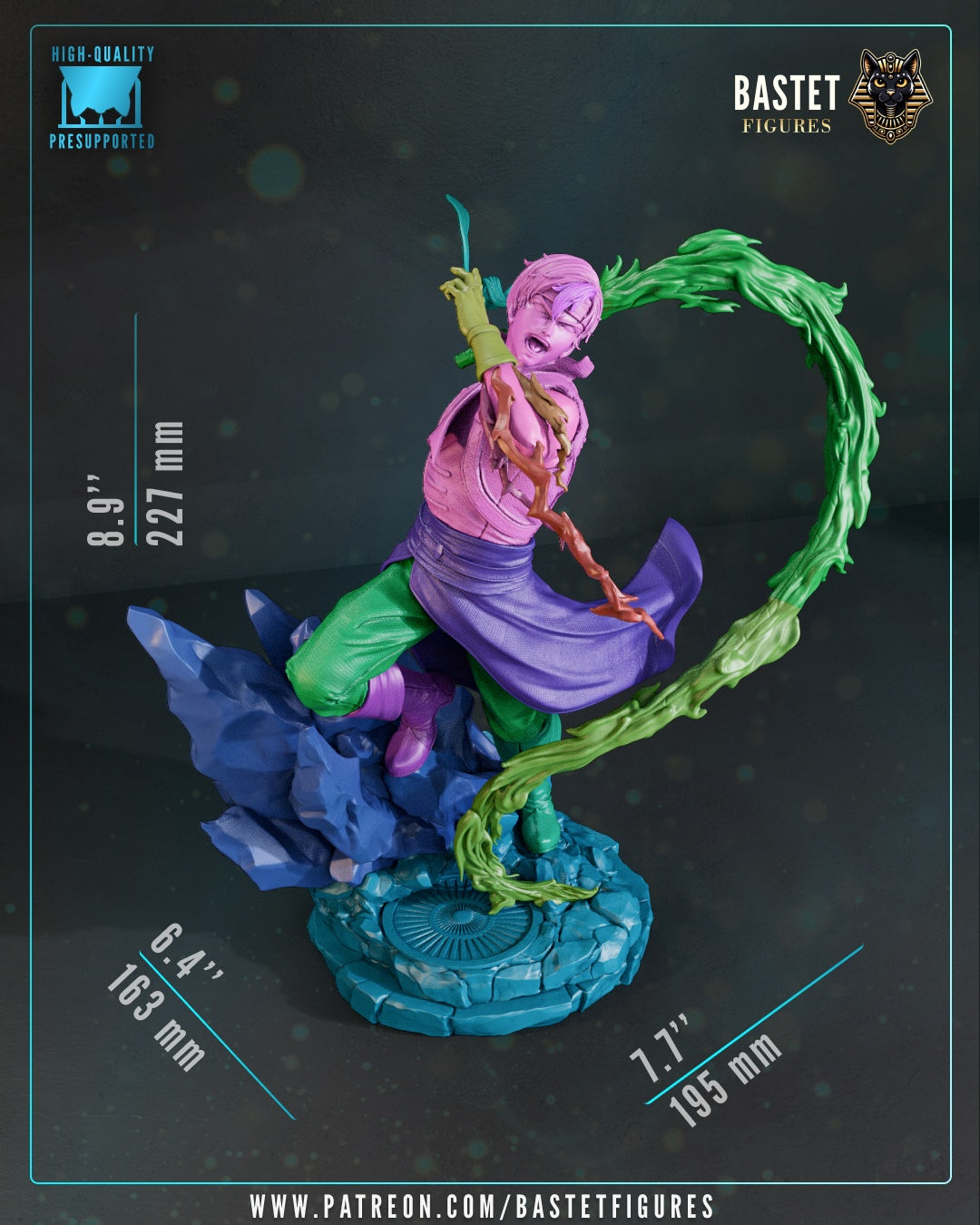 Richter Belmont Castlevania 1:8 scale figure size reference with measurements and whip curve.