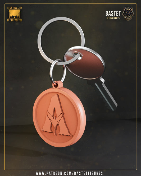 Korra Avatar: The Legend of Korra keychain featuring circular emblem design attached to a metal keyring with keys.