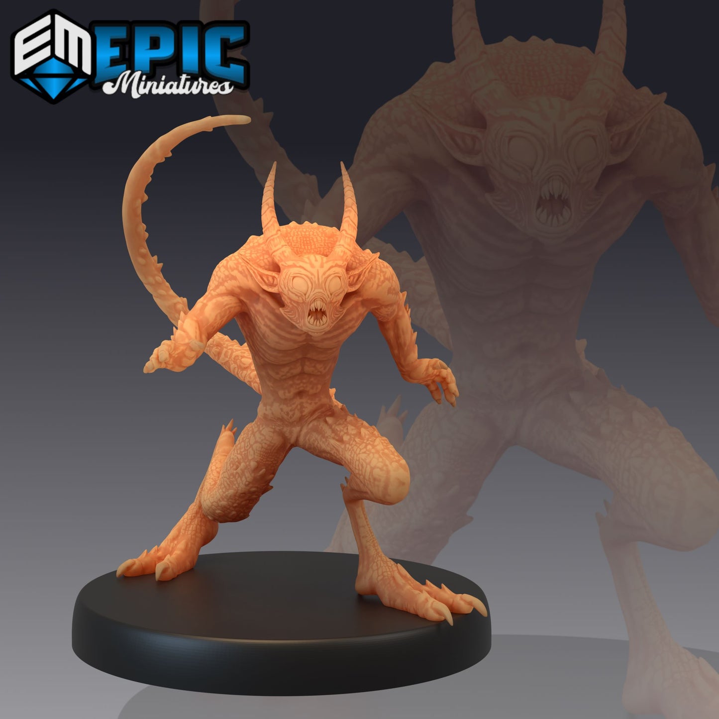 Quasit in a pouncing stance, poised with claws ready to strike, horns curved back, perfect for adding a small demonic adversary to fantasy TTRPG settings.