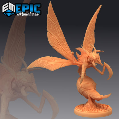 Giant Wasp in mid-attack, wings set to zoom, and body ready to sting. "Prepare to be pollen-ated... or worse!" This piece adds an extra buzz to your fantasy games like Pathfinder or D&D.