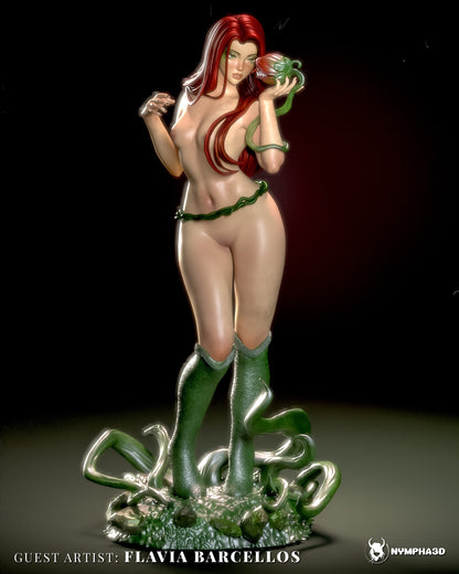1:6 scale Poison Ivy collectible statue featuring the iconic DC Comics villain in a seductive pose holding a blooming plant, with vine details wrapping her body and long flowing hair cascading down her shoulders.